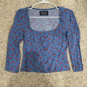 Reformation Blue Poppy Blouse